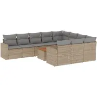 Sonstiges Salon de jardin 11 pcs avec coussins beige résine tressée