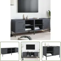 The Living Store Armoires TV 2 pcs. Anthracite 68x39x50,5 cm Acier