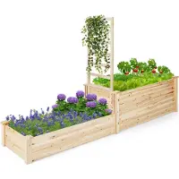 Coast Jardinière - 2 bacs et 1 support pour plantes grimpantes - Fond ouvert - 223 x 64 x 134 cm - Bois de pin