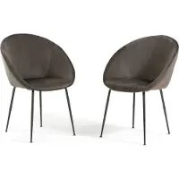 Idea New Garden Srl Set de 2 chaises d'intérieur en tissu rembourré avec pieds en métal - design élégant et confortable pour salle à manger, cuisine, chambre, bar et restaurant - IRIS - Gris foncé/gris foncé