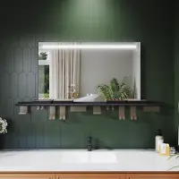 Sonni Miroir de salle de bains 100 x 60 cm, tricolore, intensité lumineuse variable, RA90, antibuée, avec rangement multifonctionnel