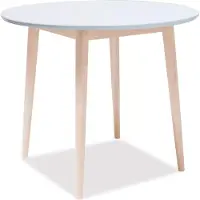 Feldmann-Wohnen Table de salle à manger / table de cuisine Larson 90 x 90 x 75 cm, blanc, chêne Sonoma, plateau rond