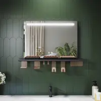 Sonni Miroir de salle de bains 70 x 50 cm, tricolore, intensité lumineuse variable, RA90, antibuée, avec rangement multifonctionnel