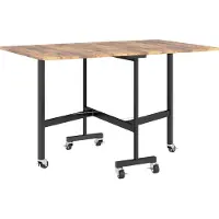 Fortuna Table à manger pliante Lai, pouvant accueillir jusqu'à 6 personnes, avec 6 roulettes et freins, pour les petits espaces, marron