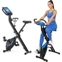 Gymtek Vélo d'appartement magnétique pliable pour la maison - jusqu'à 120kg - 8 niveaux de résistance, 4kg de masse d'inertie - écran LCD - pour Home Gym Fitness