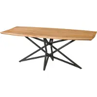 MASSIVMOEBEL24.DE MASSIVMOEBEL24 | Table à Manger en bois d'Acacia 240x100x77 naturel laqué /piètement noir