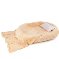 Costway Lit pour chien géant avec coussin, couverture, sangles & housse amovible, Lit pour animaux de compagnie moelleux lavable pour humains & chiens, 171x115cm Ovale Marron