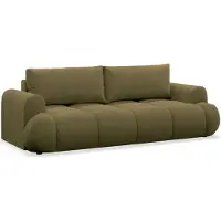 Selsey Ombo Doce - Canapé-lit 3 places avec espace de rangement, revêtement en velours hydrophobe, vert olive