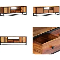 vidaXL Armoire TV 120x30x40 cm Vieux bois massif et acier - Armoire TV - Meubles TV - Meubles TV