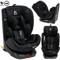 Bebelissimo - Eole- Siège enfant 40-150 cm - 360° - RWF/FWF - ISOFIX - TOP TETHER - Harnais 5 points - Appuie-tête réglable - black