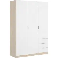 Dmora Astru - Armoire 3 Portes, 121x52 cm Blanc, Porte-manteaux