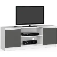 Akord Meuble TV avec 2 tiroirs et 1 porte en Blanc et Gris Graphite 140 cm