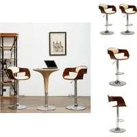 vidaXL Tabouret de bar 2 pcs. Crème bois courbé et simili-cuir - Tabouret de bar