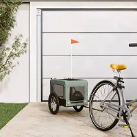 Prolenta Remorque de vélo exclusive - Pour chiens, couleurs gris et noir. Fabriquée en Oxford et en fer