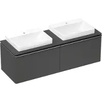 Hansgrohe Meuble sous-vasque Xelu Q, couleur gris diamant mat, dimensions 1560/550, avec 2 tiroirs, conçu pour une installation encastrée, poignée chromée
