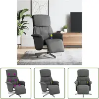The Living Store Fauteuil de massage avec repose-pieds Tissu gris foncé