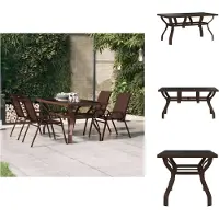 vidaXL Table de jardin Marron et Noir 140x70x70 cm Acier et Verre - Tables de jardin