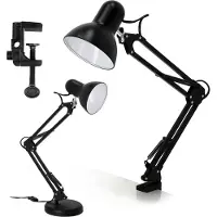 KOBI Lampe de bureau scolaire AURIQ Noir 2en1 1xE27 60W Réglable Métal Deux possibilités de fixation