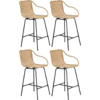 MOB-IN Lot de chaises de bar et d'ilot MOOREA en métal et assise rotin 65cm