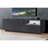 Möbelando Meuble TV moderne avec portes coulissantes à tiroirs, 150 cm, Vega Low Ardesia