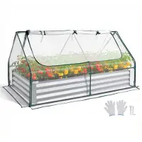 StarTech.com Jardinière surélevée en métal - Jardinière rectangulaire pour fleurs et légumes 180 x 90 x 30 cm - Avec couverture de serre - Kit de jardinières avec gants - Pour fleurs et légumes - Pour l'extérieur