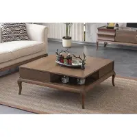 AEA Table basse carrée Table en bois Table d'appoint avec espace de rangement