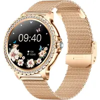 Vislone I58 Montre intelligente de 1,32 pouce, montre Bluetooth, étanche IP67, applicable à iOS 7.1/Android 4.4, cadre doré, bracelet milanais en acier doré