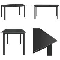 vidaXL Table de jardin noire 150x90x74 cm Aluminium et verre - Table de jardin - Tables - Tables