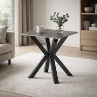 Möbelando Couchtisch >Janin< in grau, schwarz, Keramik, Metall - 55x55x55cm (BxHxT)