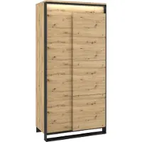 MINIO go for it , Armoire "QUANT 1", Armoire à portes battantes, 95 cm, Chêne Artisan / Couleur noir