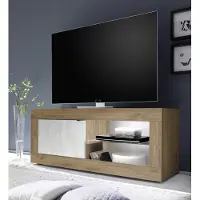 Möbelando TV-Board >Belinda< in Mercure Holzstruktur / Weiss - 140x56x43cm (BxHxT)