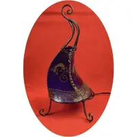 SIMANDRA Lampe orientale Lampe henné marocain en cuir Lampe de table Lampadaire Coq Gecko 40 cm, violet