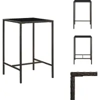 vidaXL Table de bar de jardin marron 70x70x110 cm Poly rotin et verre - Tables de jardin