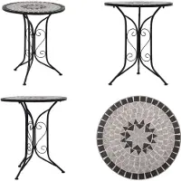vidaXL Mosaïque Table de bistrot Gris 61 cm Céramique - Table - Tables - Table mosaïque