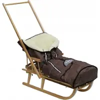 Sonstiges Luge avec chancelière d'hiver Luge en bois avec dossier Bois ; Marron