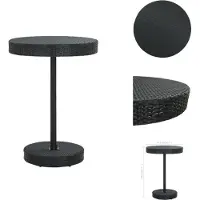 vidaXL Table de jardin noire 75,5x106 cm Poly rotin - Tables de jardin