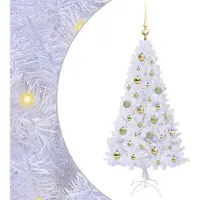 Syfax Sapin de Noël artificiel avec 150 LED Blanc 120 cm PVC et Acier