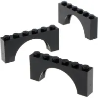 LEGO 3x pierre d'arc 1x6x2 noir arcs rond arc pont porte 330726 3307