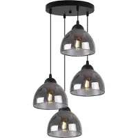 Light11 HOME Lampe à suspendre Venice à 4 flammes avec abat-jour en verre couleur graphite E27