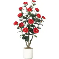 StarTech.com Camélia artificiel - Bonsaï - 90 cm - Feuilles vertes réalistes - PVC - Uniquement pour l'intérieur, à poser au sol - Rouge