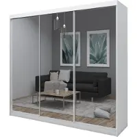 MargaretHadas24 Armoire Darix de 240 cm avec miroir, 3 portes coulissantes (couleur : blanc)