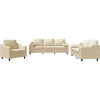 Syfax Ensemble de canapés 3 pcs avec coussins crème tissu