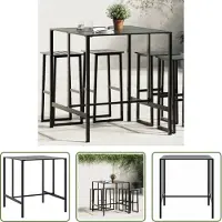 The Living Store Table de bar Noir 100x100x110 cm Acier thermolaqué
