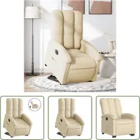 The Living Store Fauteuil relax avec releveur électrique Crème Tissu
