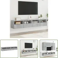The Living Store Armoires TV murales 2 pcs. Gris béton 80x30x30 cm Bois composite