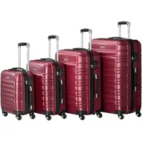 Zelsius Set de 4 valises , rouge, valise de voyage en ABS avec serrure à combinaison et séparateur intérieur