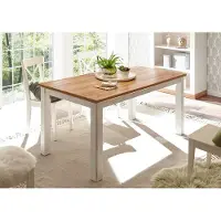 IMV Table de salle à manger de style rustique 158 x 88 cm, pin blanc / chêne Wotan