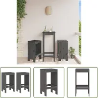 The Living Store Tabouret de bar 2 pcs. Gris 40x36x75 cm Pin massif