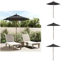 vidaXL Parasol avec mât en bois noir 196x231 cm - Parasols & ombrelles