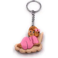 Onwomania Handmade bois porte-clés fille Dirn sur un nuage mignon